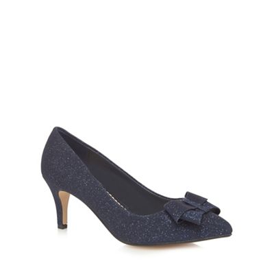 Navy 'Donna' bow textured court shoes